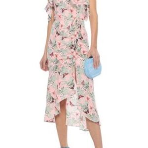 Joie Jamima ruffled printed washed-silk midi dress